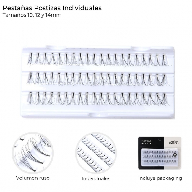 PESTAÑAAS POSTIZAS INDIVIDUALES SKORA VARIOS TAMAÑOS