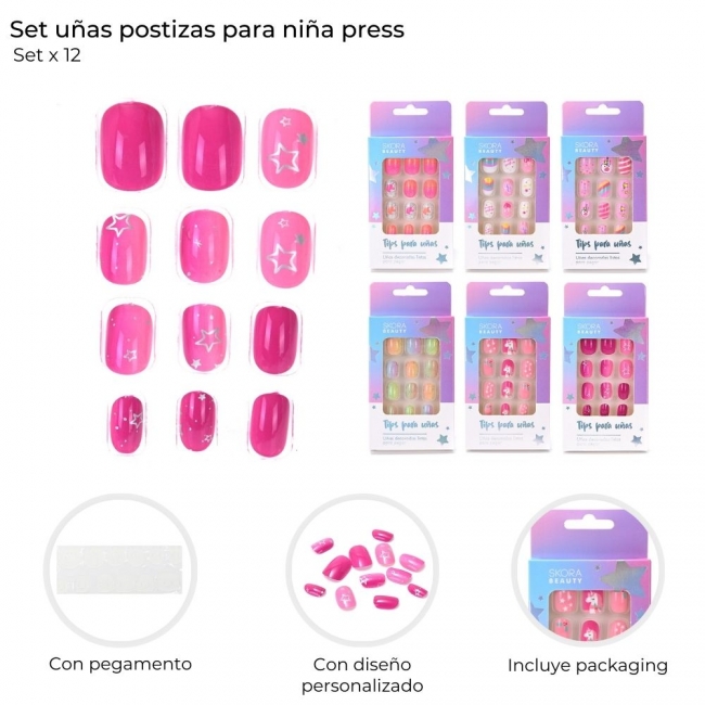 SET UÑAS PRESS ON INFANTIL SKORA