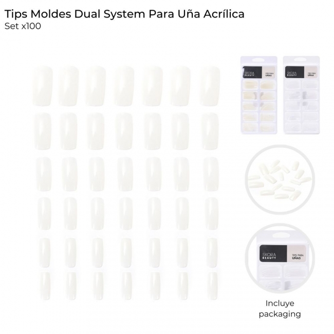 TIPS MOLDES UÑAS ACRILICAS X 100 SKORA 