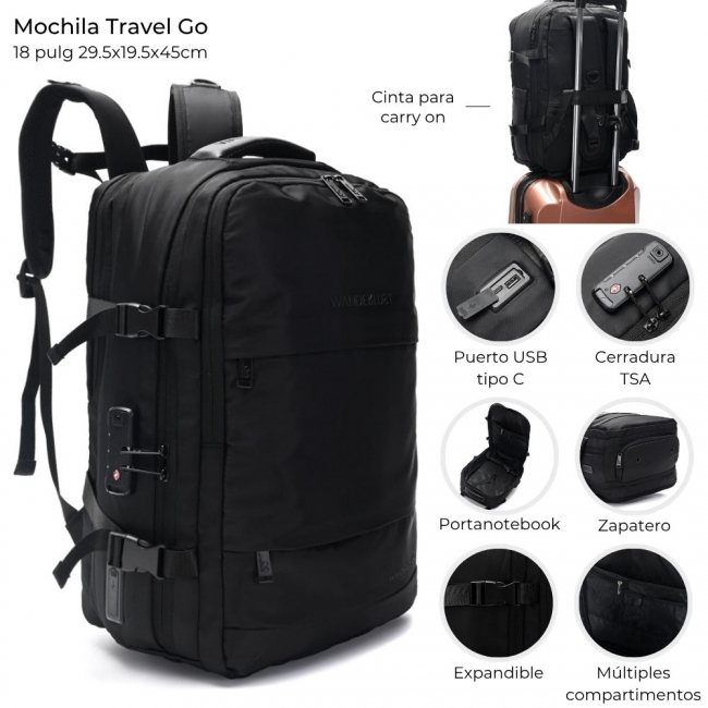 MOCHILA TRAVEL GO SKORA PORTANOTEBOOK 18 PULGADAS