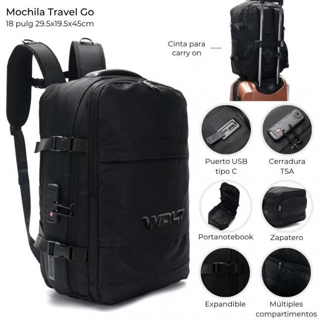 MOCHILA TRAVEL GO SKORA 18 PULGADAS