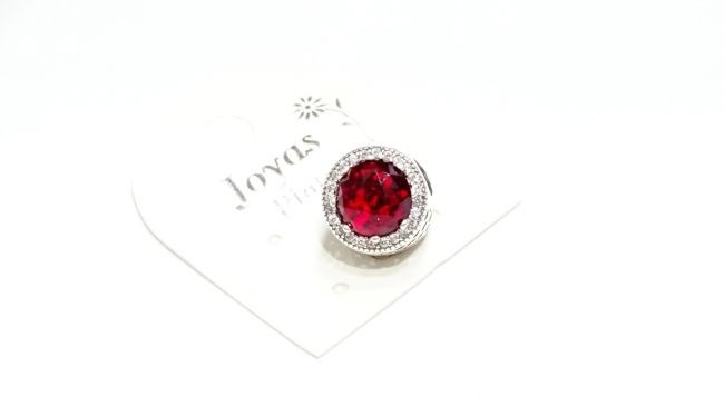 DIJE PLATA CHARM PIEDRA ROJA
