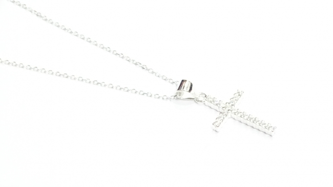 CADENA PLATA CON DDIJE CRUZ MICROPAVE 45 CM