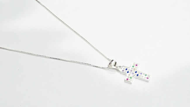 CADENA PLATA CON DIJE CRUZ 45 CM 