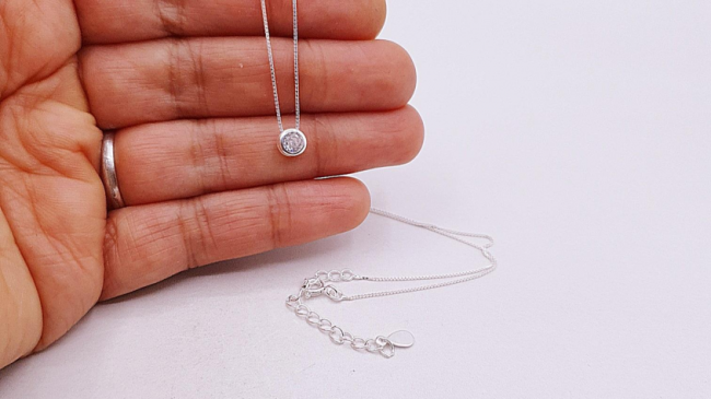 CADENA PLATA 40 CM CON DIJE CUBIC SUSANITO 6 MM