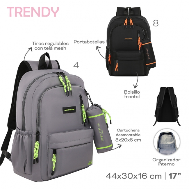 MOCHILA CON CARTUCHERA TRENDY T8