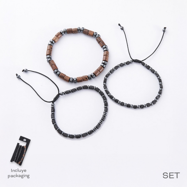 SET PULSERAS HOMBRE TRENDY T8