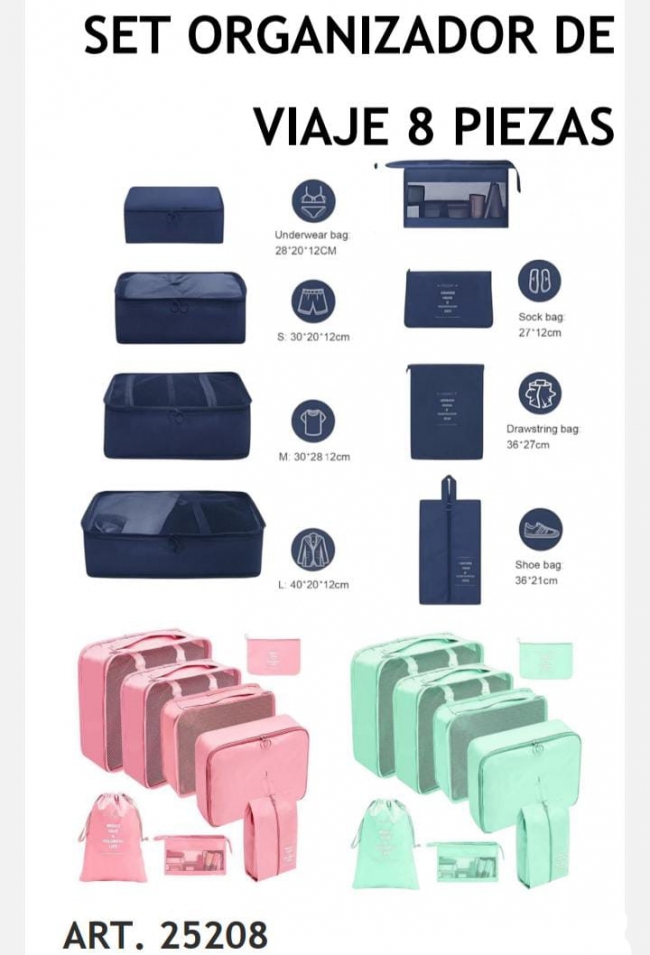 ORGANIZADOR DE VIAJE 8 PIEZAS