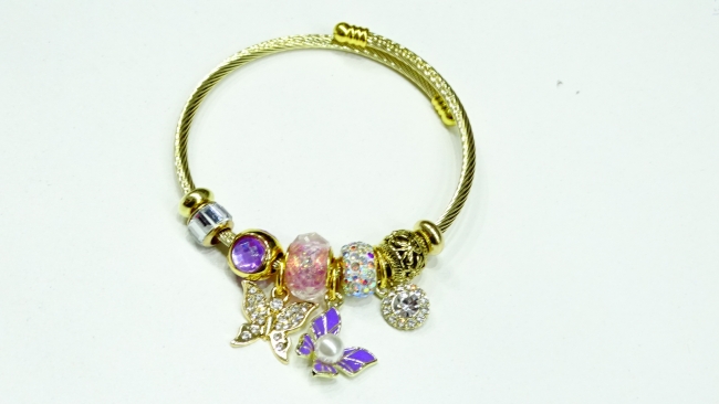 PULSERA ACERO DORADO TIPO PANDORA