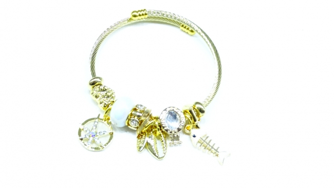 PULSERA ACERO DORADO TIPO PANDORA