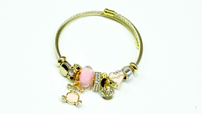 PULSERA ACERO DORADO TIPO PANDORA