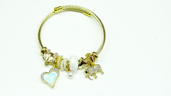 PULSERA ACERO DORADO  TIPO PANDORA