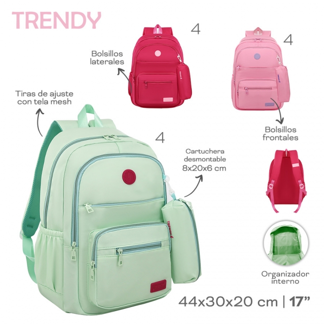 MOCHILA CON CARTUCHERA TRENDY T8