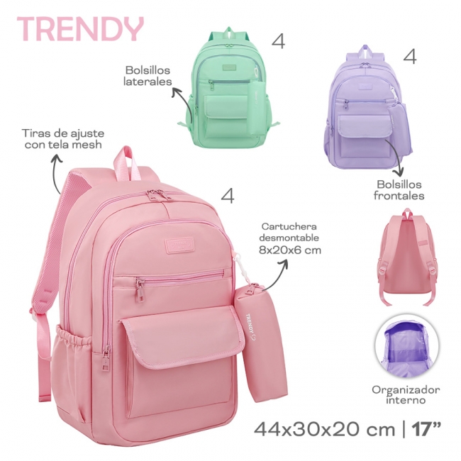 MOCHILA CON CARTUCHERA TRENDY T8