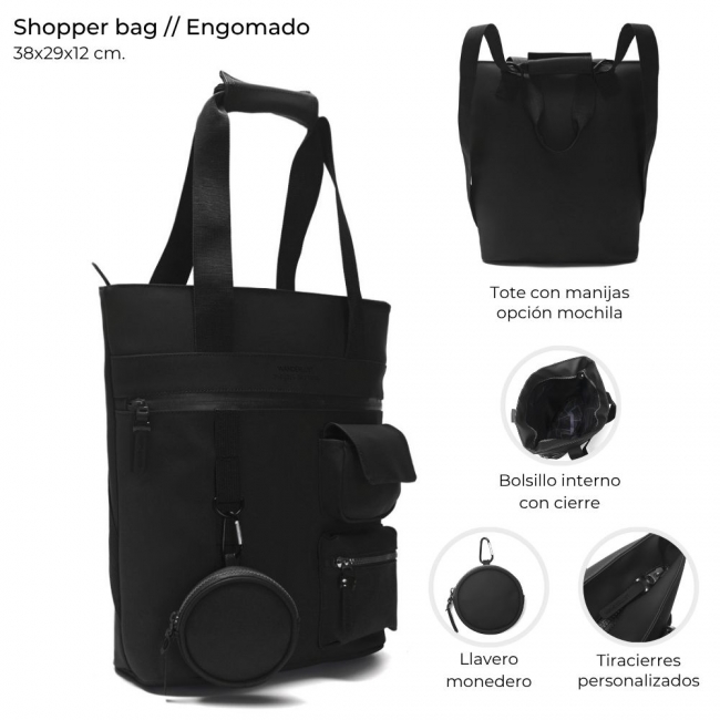 BOLSO MOCHILA SHOPPER BAG SKORA ENGOMADO
