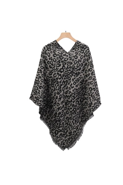 PONCHO ANIMAL PRINT CON FLECOS VF T8