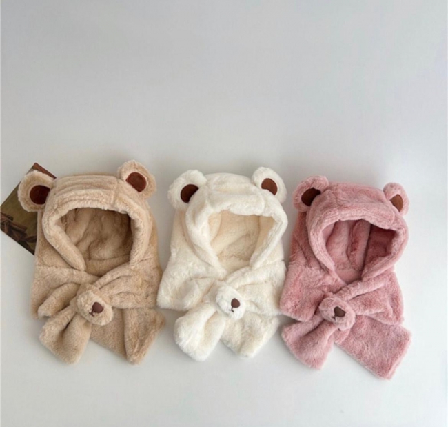 GORRO CUELLO BUFANDA PELUCHE OSITO OREJITAS
