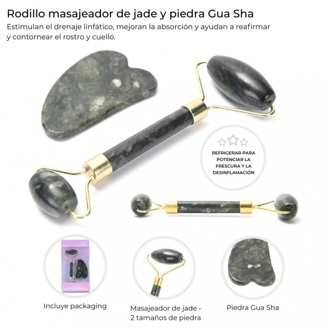 RODILLO MASAJEADOR JADE Y GUASHA SKORA