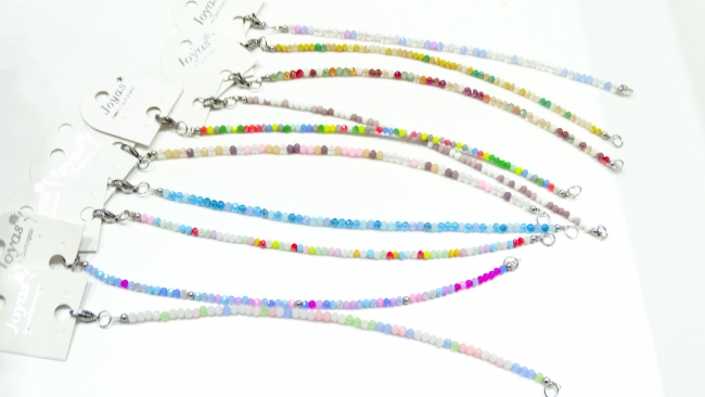 PULSERA ACERO CRISTAL VARIOS COLORES