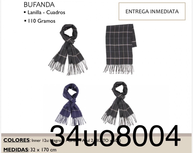 BUFANDA LANILLA CUADROS 110 GR CHAPELLE