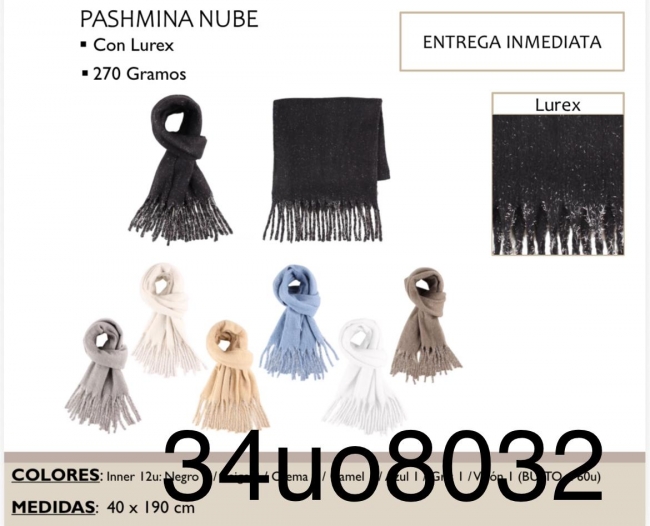 PASHMINA NUBE CON LUREX 270 GR LA CHAPELLE