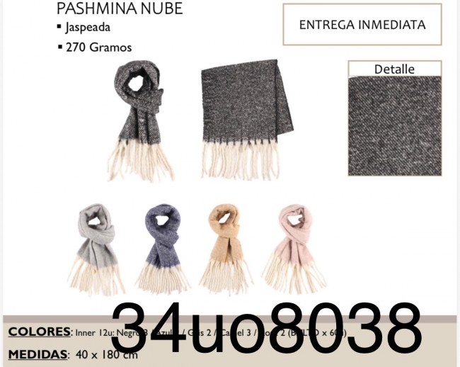 PASHMINA NUBE JASPEADA 270 GR CHAPELLE