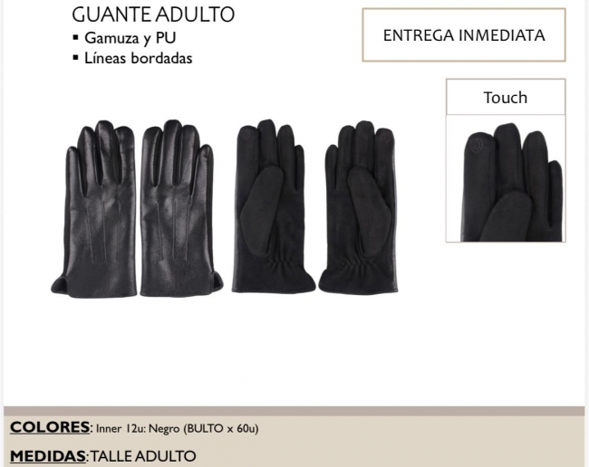 GUANTE ADULTO GAMUZA Y PU CHAPELLE