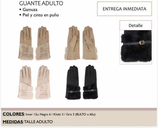 GUANTE GAMUZA PIEL CON CINTO CHAPELLE