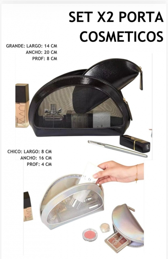 PORTACOSMETICOS DOBLE PU CRISTAL 