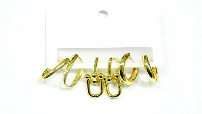 SET AROS ACERO DORADO