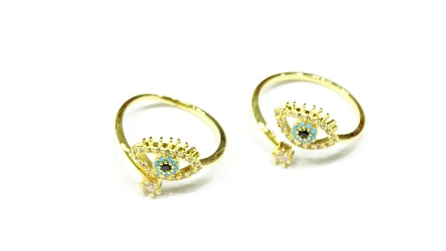 ANILLO ACERO DORADO OJITO