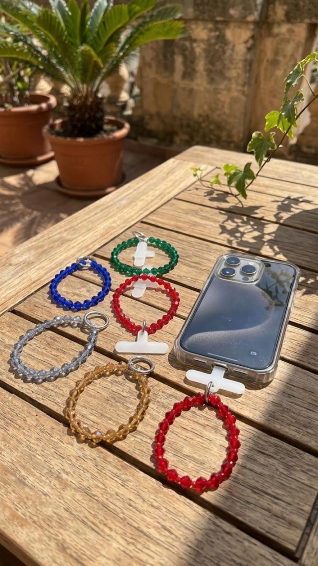 HOLDER PULSERA PIEDRAS PARA CELULAR VARIOS COLORES