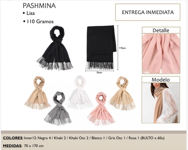PASHMINA LISA 110 GRAMOS LA CHAPELLE