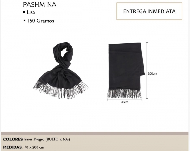 PASHMINA LISA 150 GRAMOS LA CHAPELLE