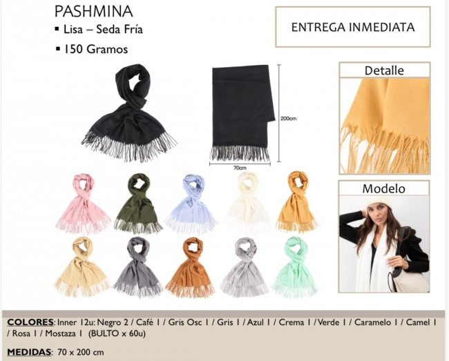 PASHMINA LISA 150 GRAMOS LA CHAPELLE