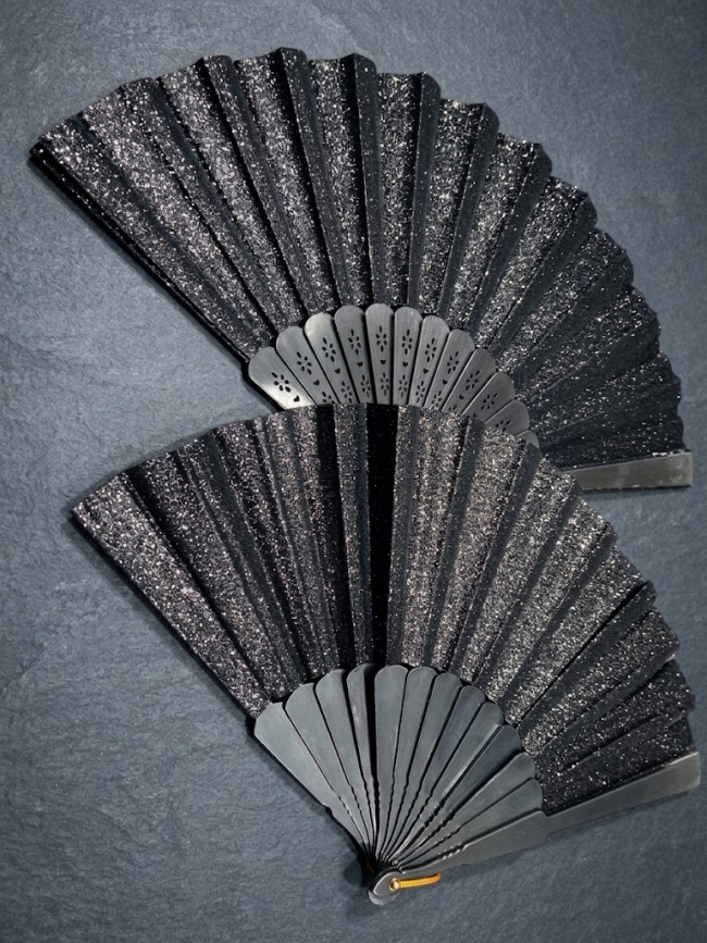 ABANICO NEGRO GLITTER X 12