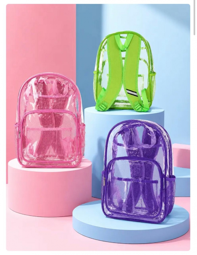 MOCHILA TRANSPARENTE VARIOS COLORES