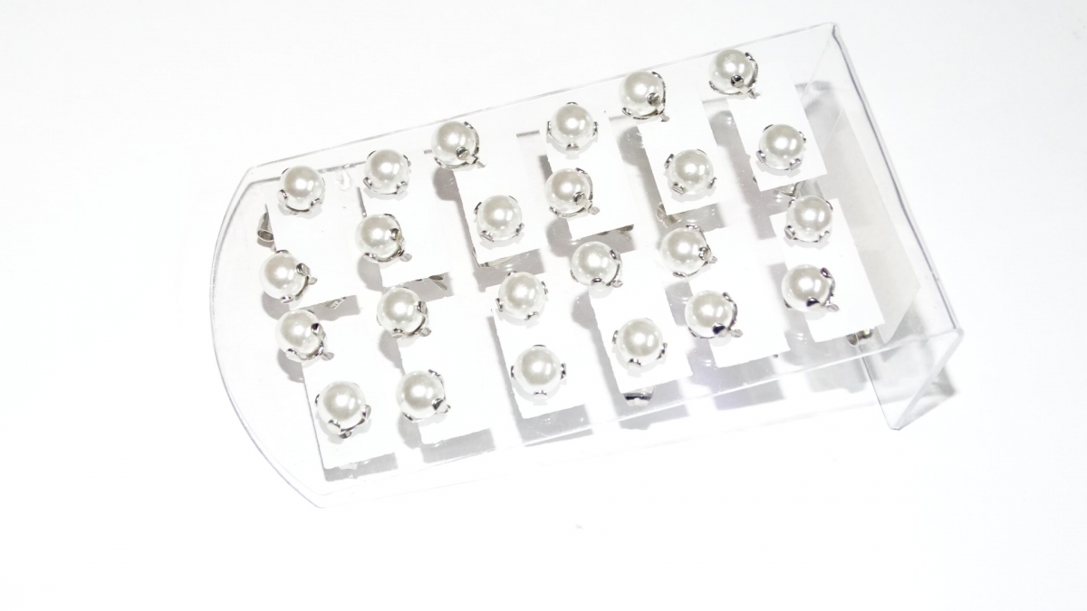 AROS ACERO PERLA N6 ENGARZADA X 12 PARES 