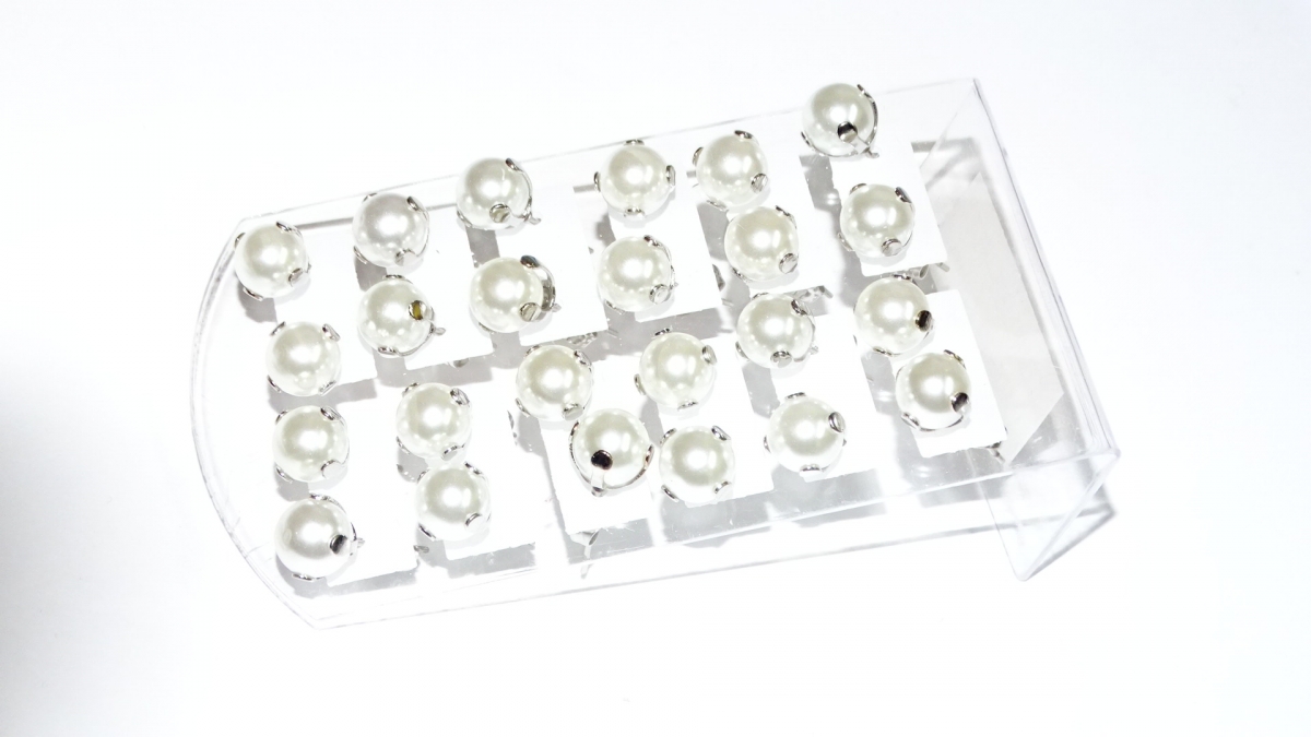 AROS ACERO PERLA ENGARZADA N8 X 12 PARES