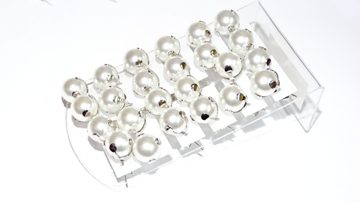 AROS ACERO PERLA ENGARZADA X 12 PARES N10