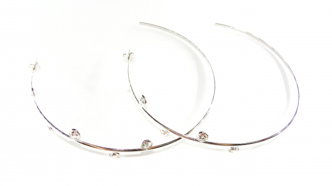 AROS ARGOLLAS ACERO CON STRASS 8 CM+++