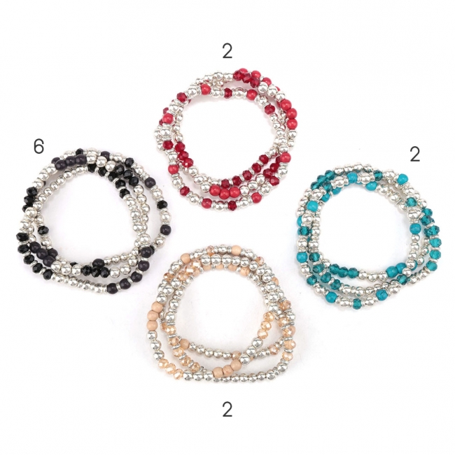 PULSERAS ELASTICAS CON PIEDRAS X 3