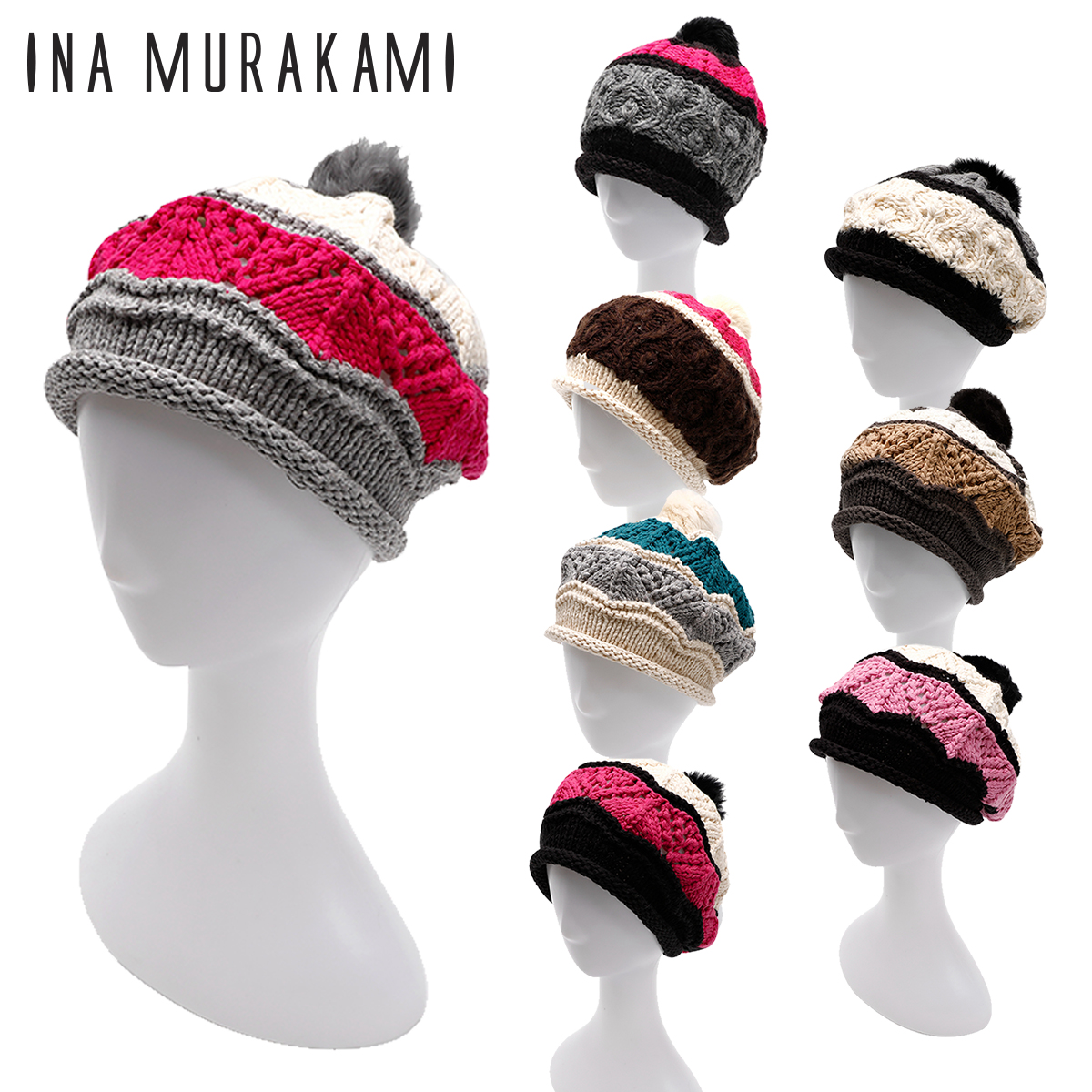 GORRO INA MURAKAMI (SOLO FUCSIA Y NEGRO)+