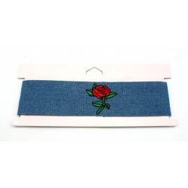 CHOKER JEAN CON ROSA BORDADA+