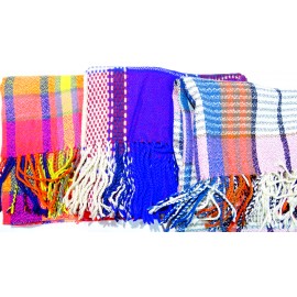 PASHMINA BUFANDA ESCOCESA CON FLECOS VARIOS COLORES +