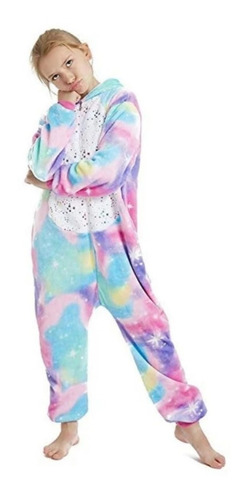 PIJAMA KIGURUMI UNICORNIO CON ESTRELLITAS BLANCAS INFANTIL