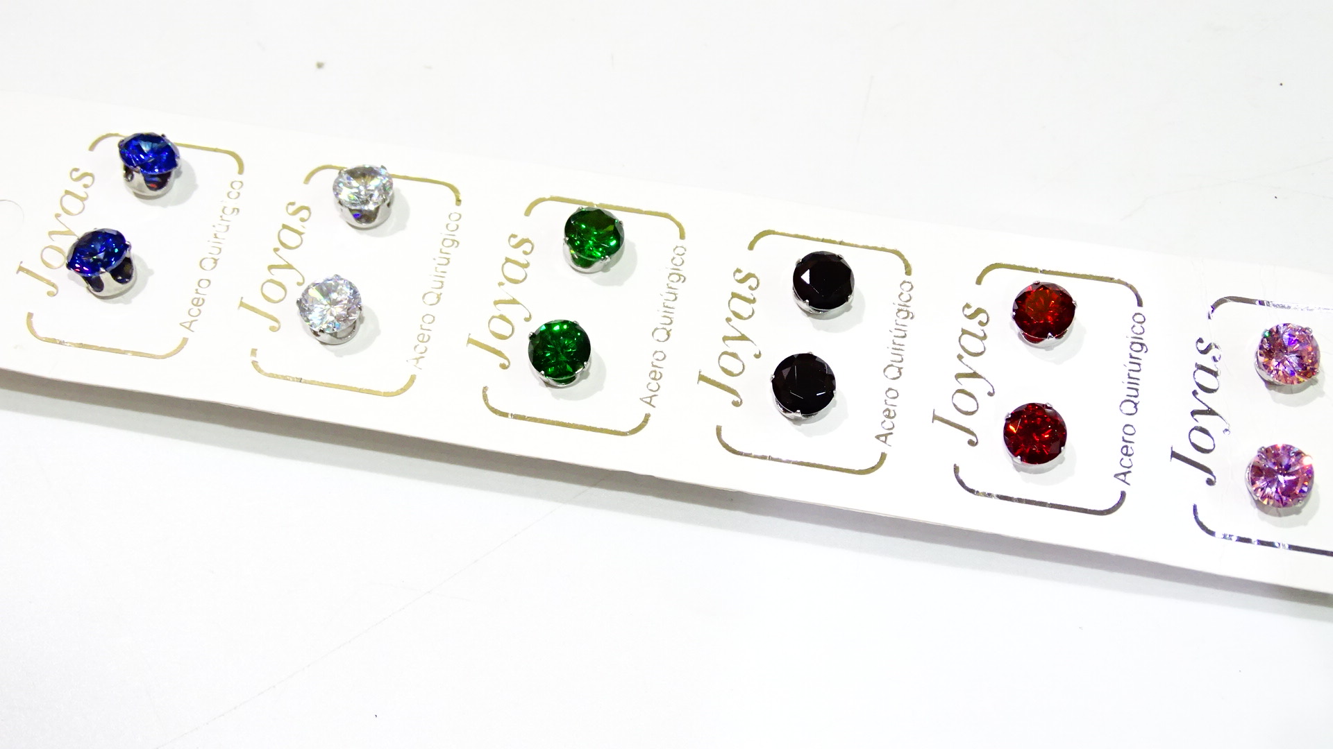 AROS ACERO STRASS COLOR X 6 PARES+++//+