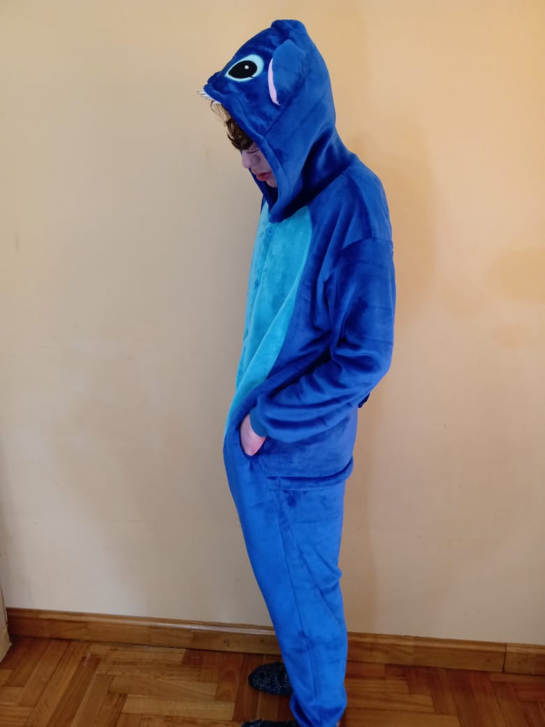 PIJAMA KIGURUMI STITCH VARIOS TALLES AZULINO CON TURQUESA (SOLO XS Y XXS)